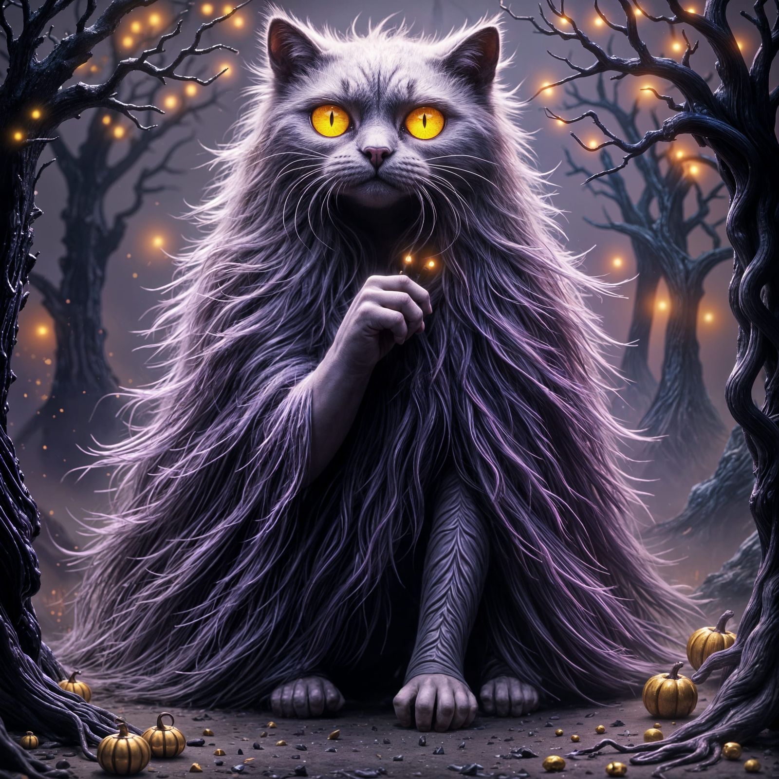 Giant Siamese Cat in Art Nouveau Style