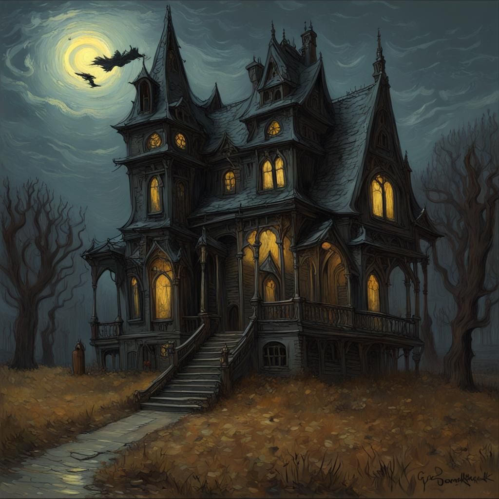 Gothic House in Impasto Style