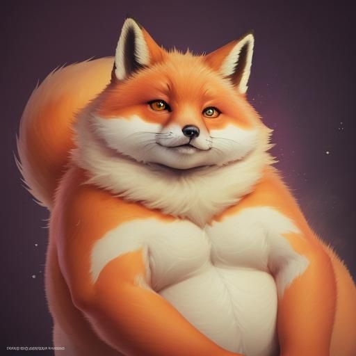 Obese Fox Cat in Hyperrealistic Digital Art