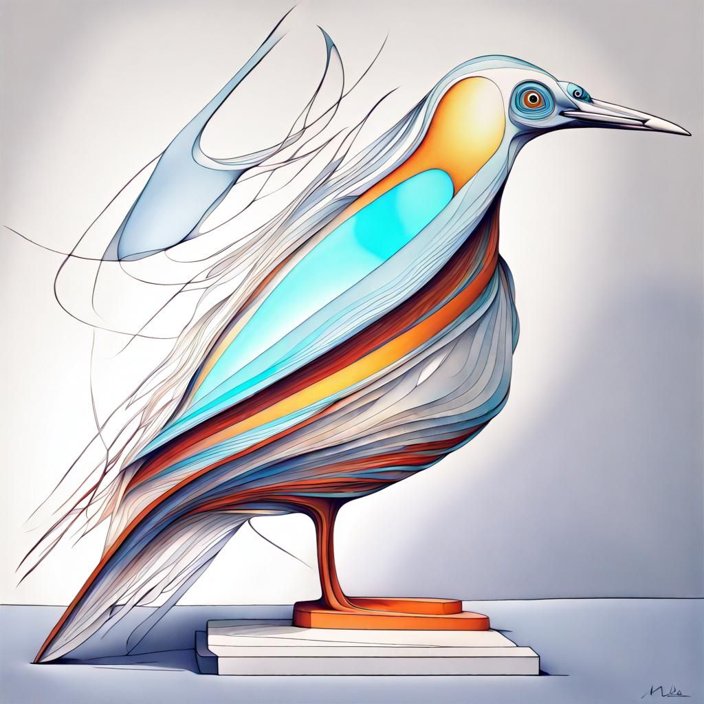 Abstract Bird Moebius Sculpture in Cool Colors