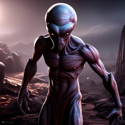 Menacing Dark Power Alien in Detailed Matte Painting