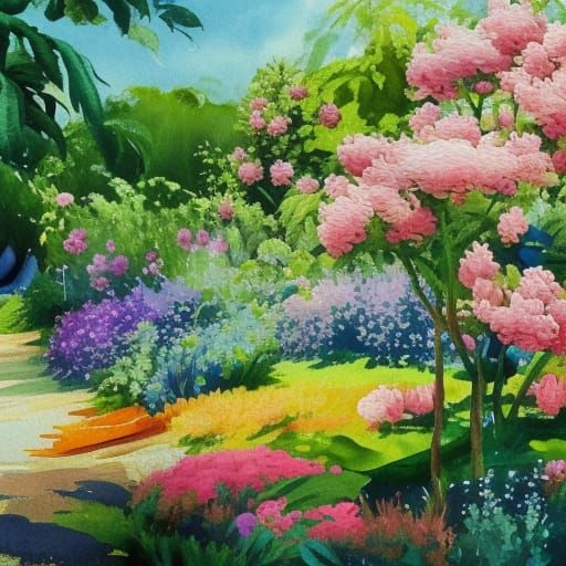 Blooming Garden: Gouache and Watercolor Impressionism
