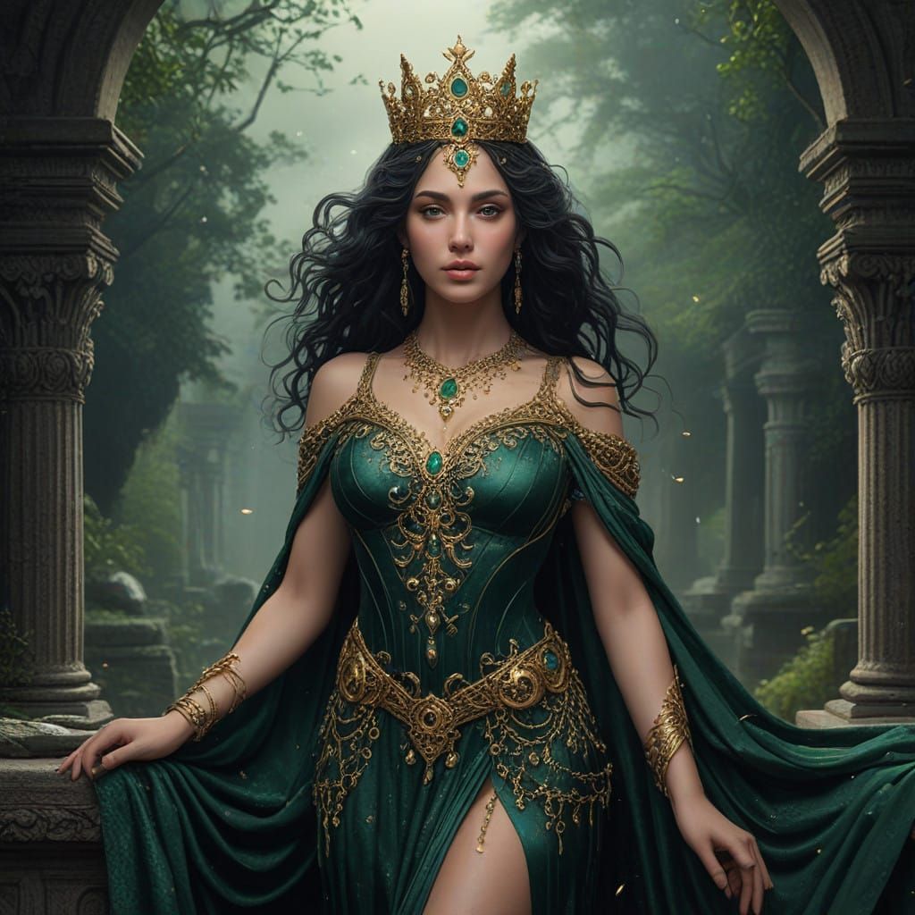 Cyberpunk Goddess in Dystopian Ruins