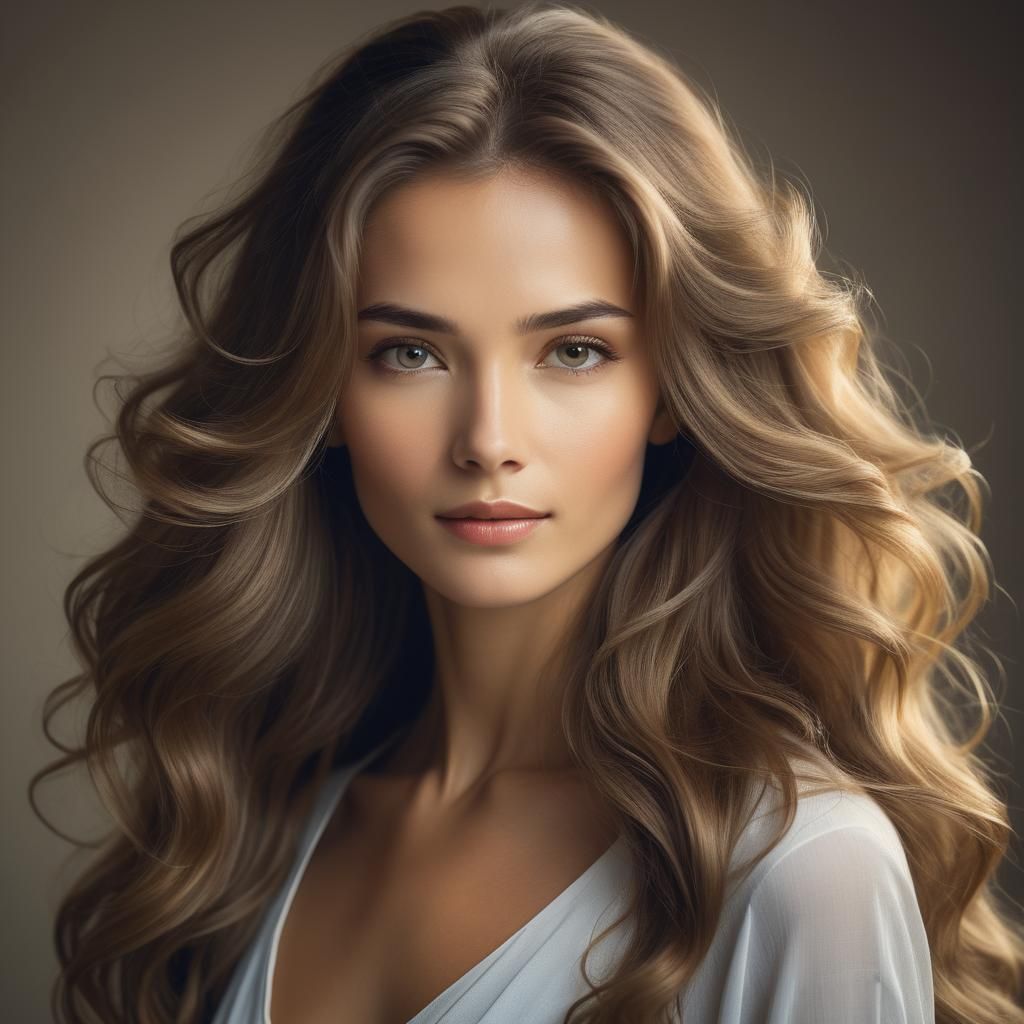 Elegant Woman with Flowing Hair in Soft Light