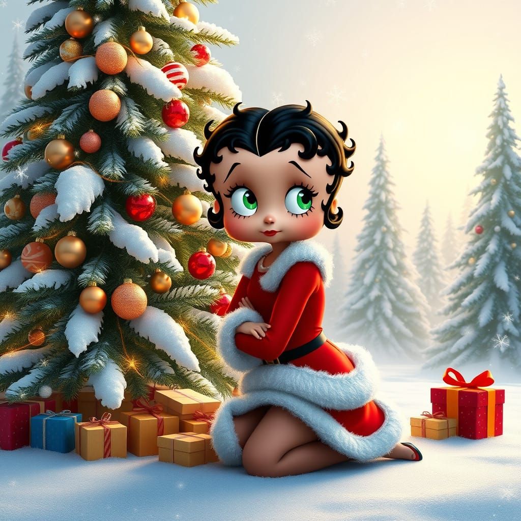 Betty Boop as a Merry Christmas Angel in a Frozen-Inspired S...