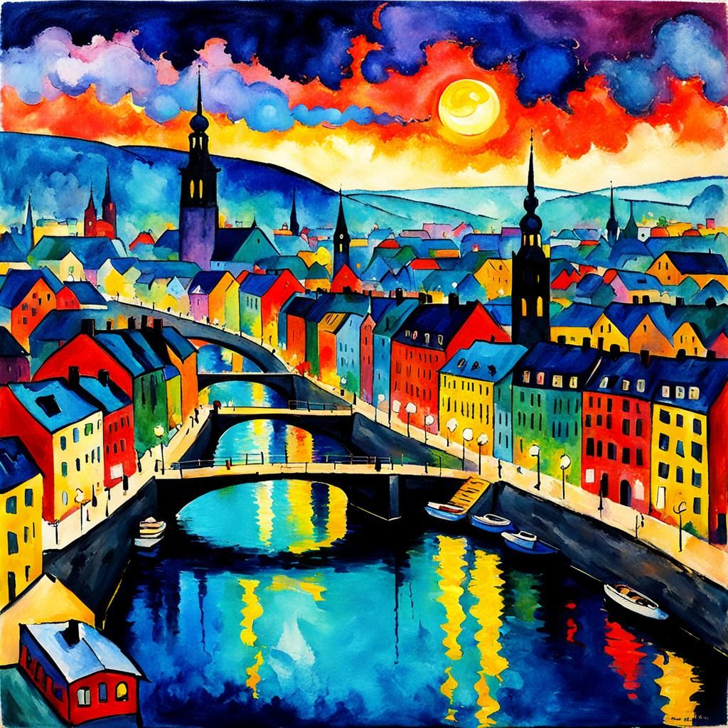 Cityscape in Expressionist Style