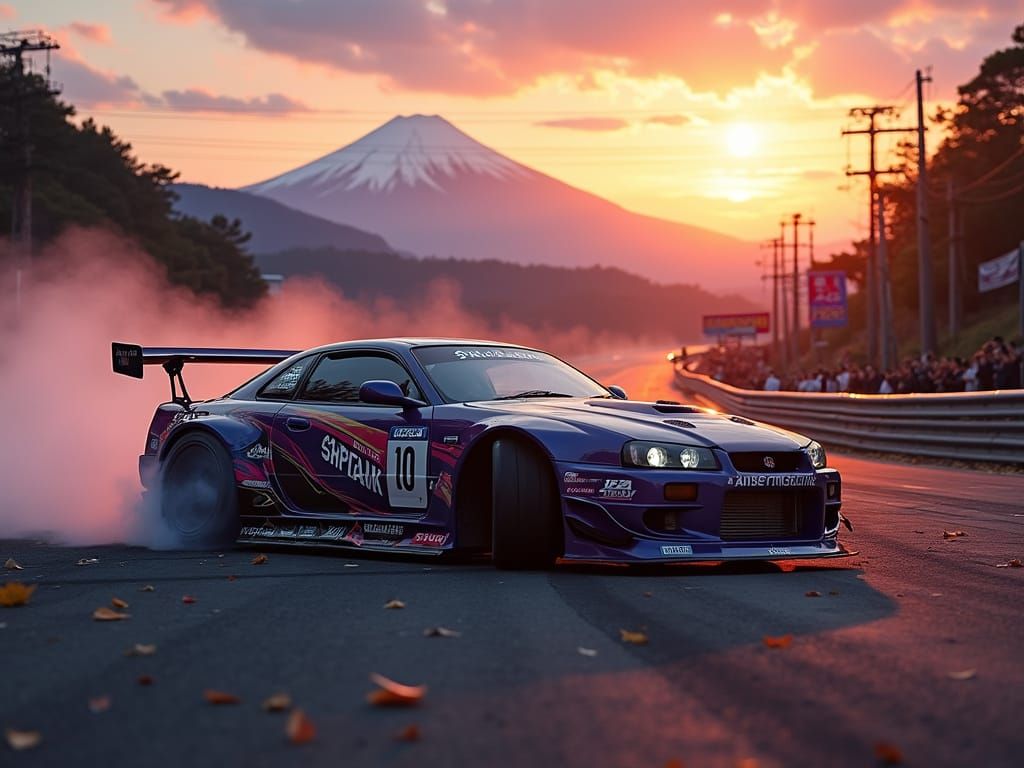 Hyper-Realistic Drift Scene: Nissan GT-R R35 and Toyota Supr...