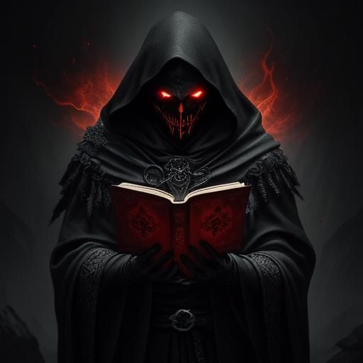 Dark Fantasy Book Cover: Hooded Figure with Darkhold