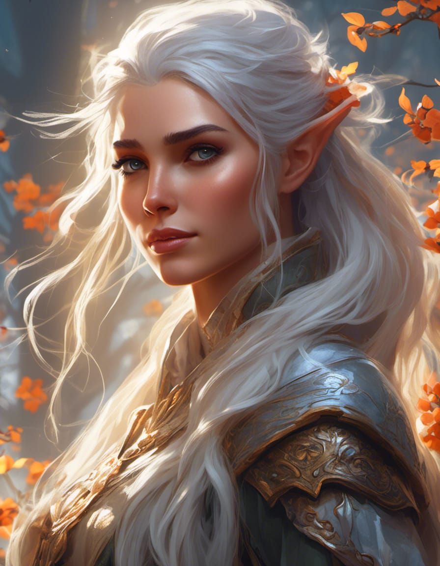 Fantasy Elf Hunter Portrait in Digital Art Style