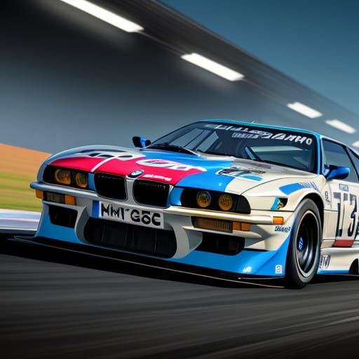 BMW M1 Racing in Hyperrealistic Splash Art