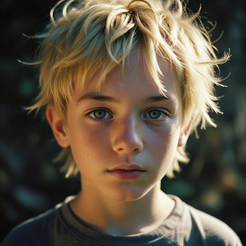 Blond Boy Portrait with Lomographic Effects