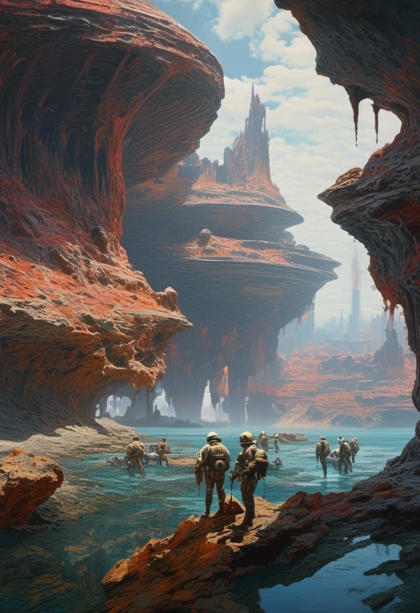 Abstract Alien Portrait in Bizarre Landscape