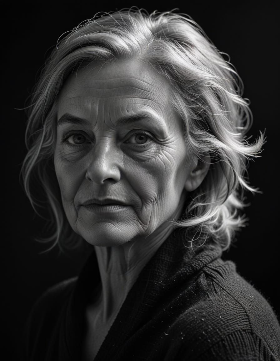 Chiaroscuro Portrait of an Elderly Woman's Face