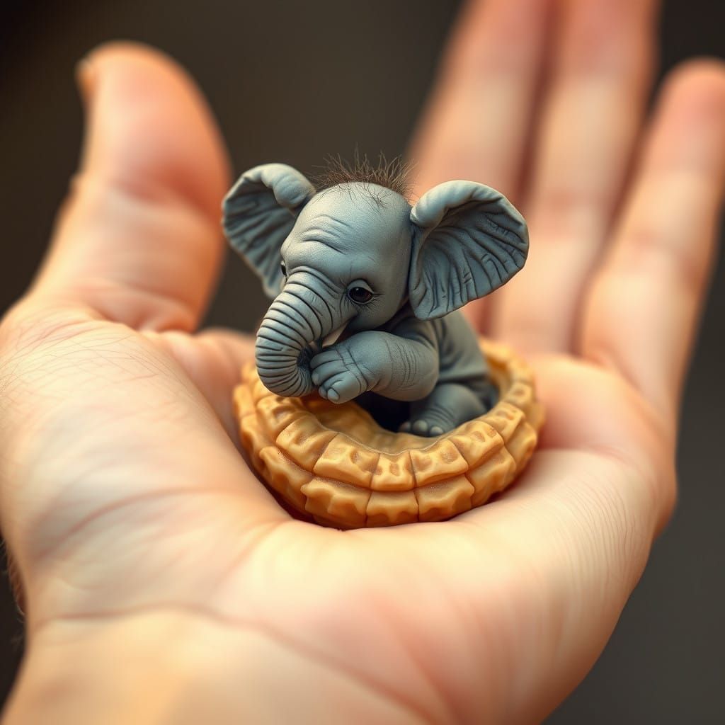 Surreal Miniature Elephant Protects Enormous Peanut in Gentl...