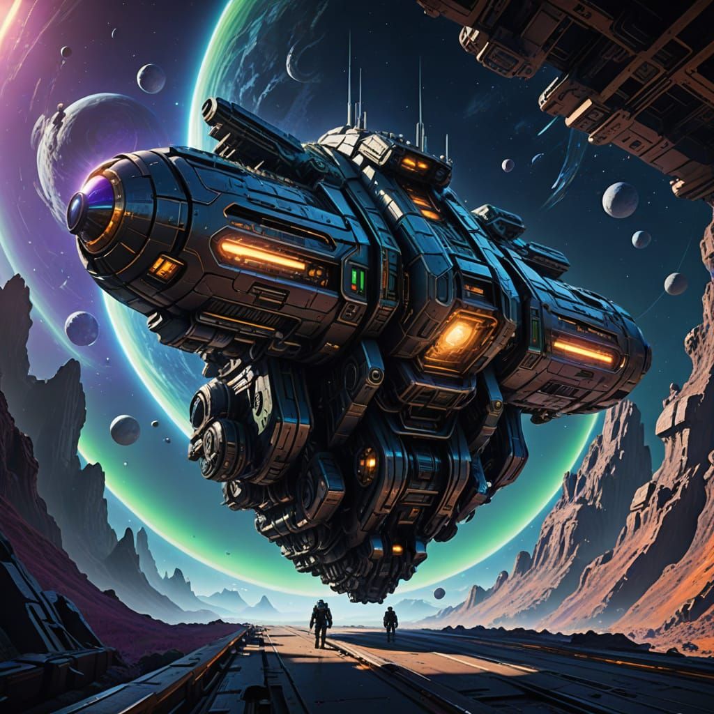 Epic Space Opera Concept Art in Vibrant, Iridescent Hues