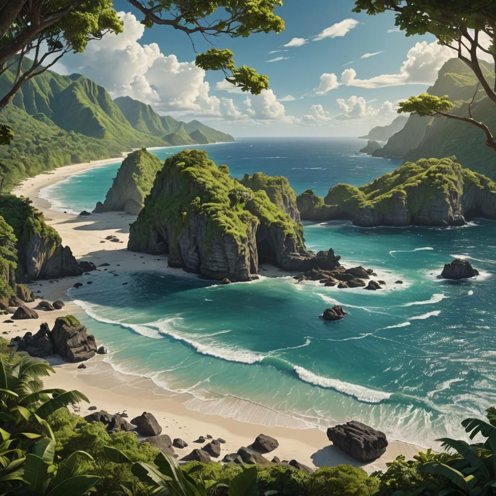 Caribbean Ocean Bay on a Summer Day