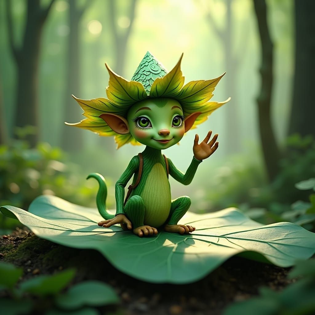 Gentle Forest Elemental in Sun-Dappled Glade