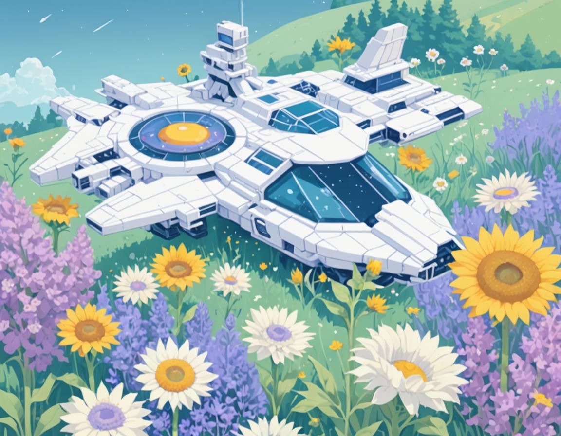 Futuristic Alabaster Cruiser in Pixel Art Style