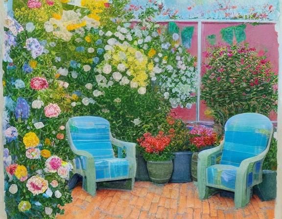 Charming Garden Seating Area Illustration