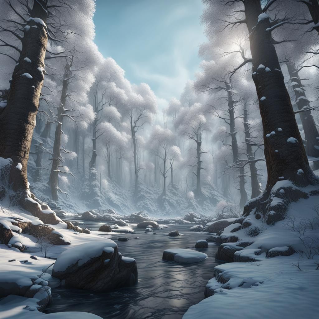Snowy Forest Floating in the Sky