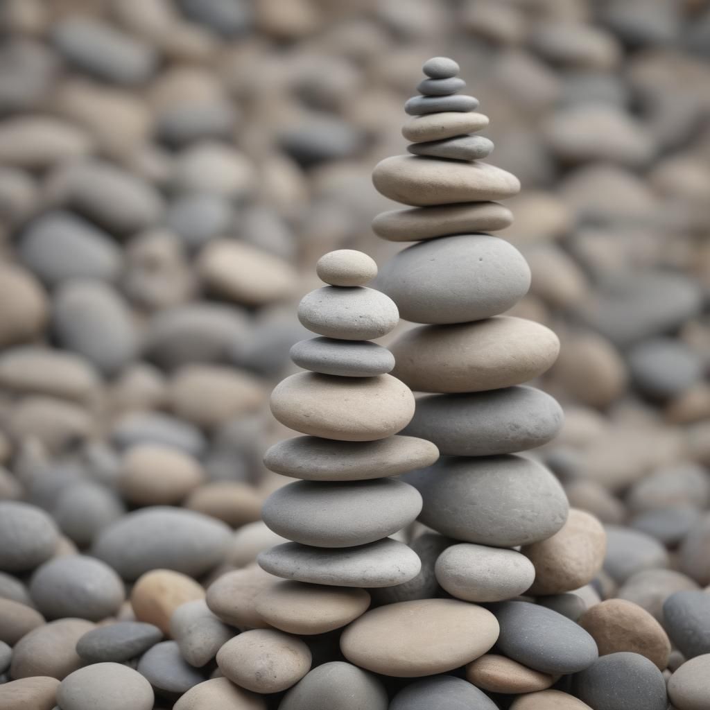 Photorealistic Stone Stack Sculpture