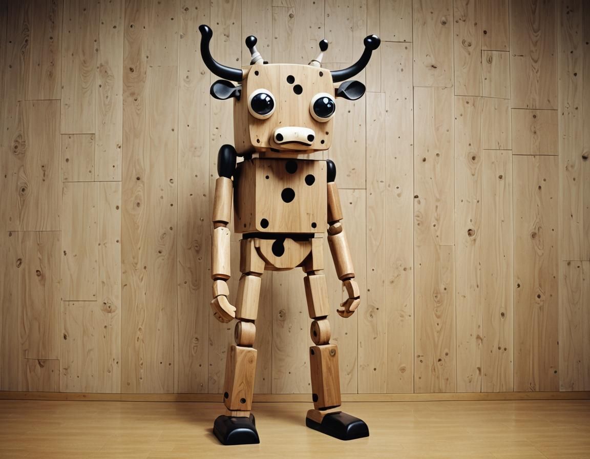 Cow-Mannequin Hybrid Doing Jumping Jacks