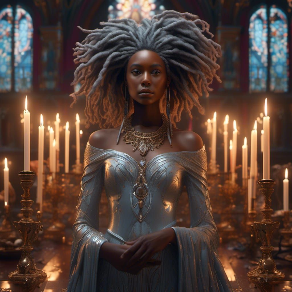 Elegant Woman Portrait on Mahogany Quartz Candle