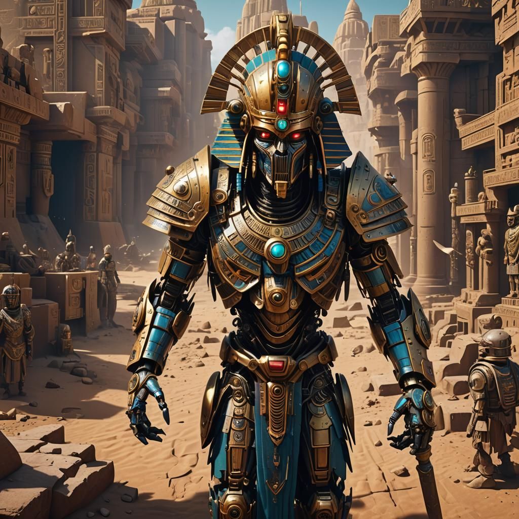 Robot Pharaoh in Detailed Fantasy Art