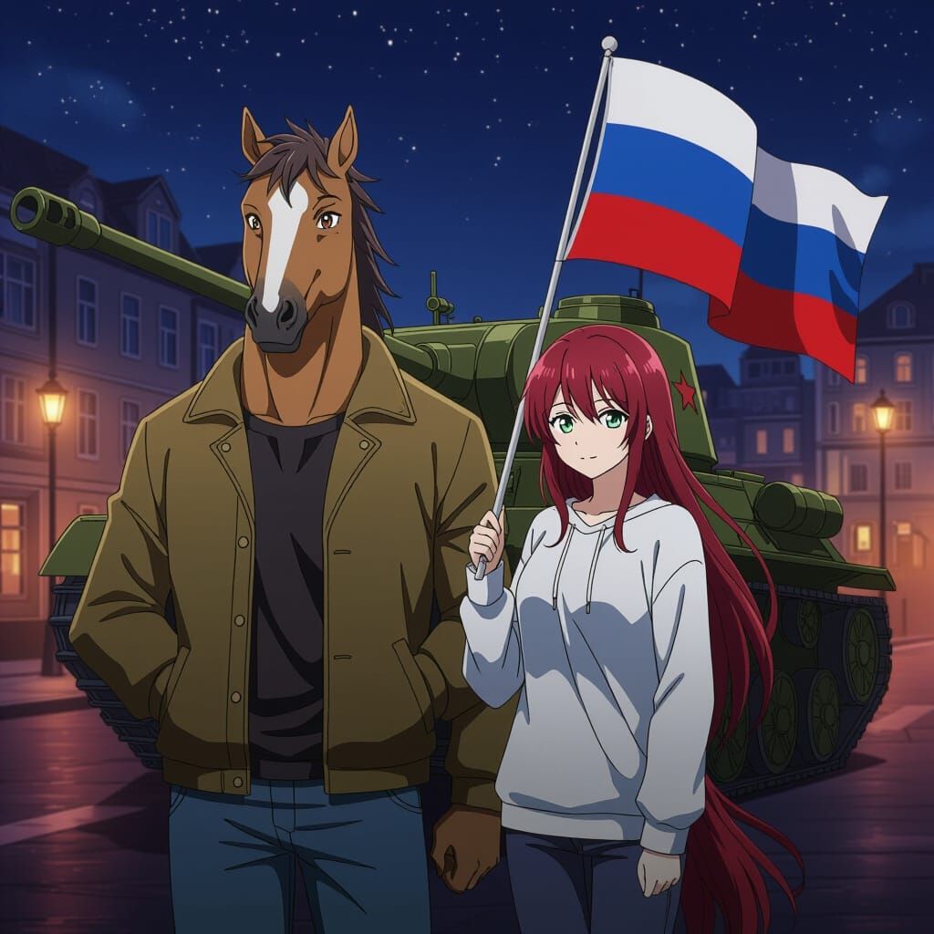 Fairytale Creature with Horse Head & Companion