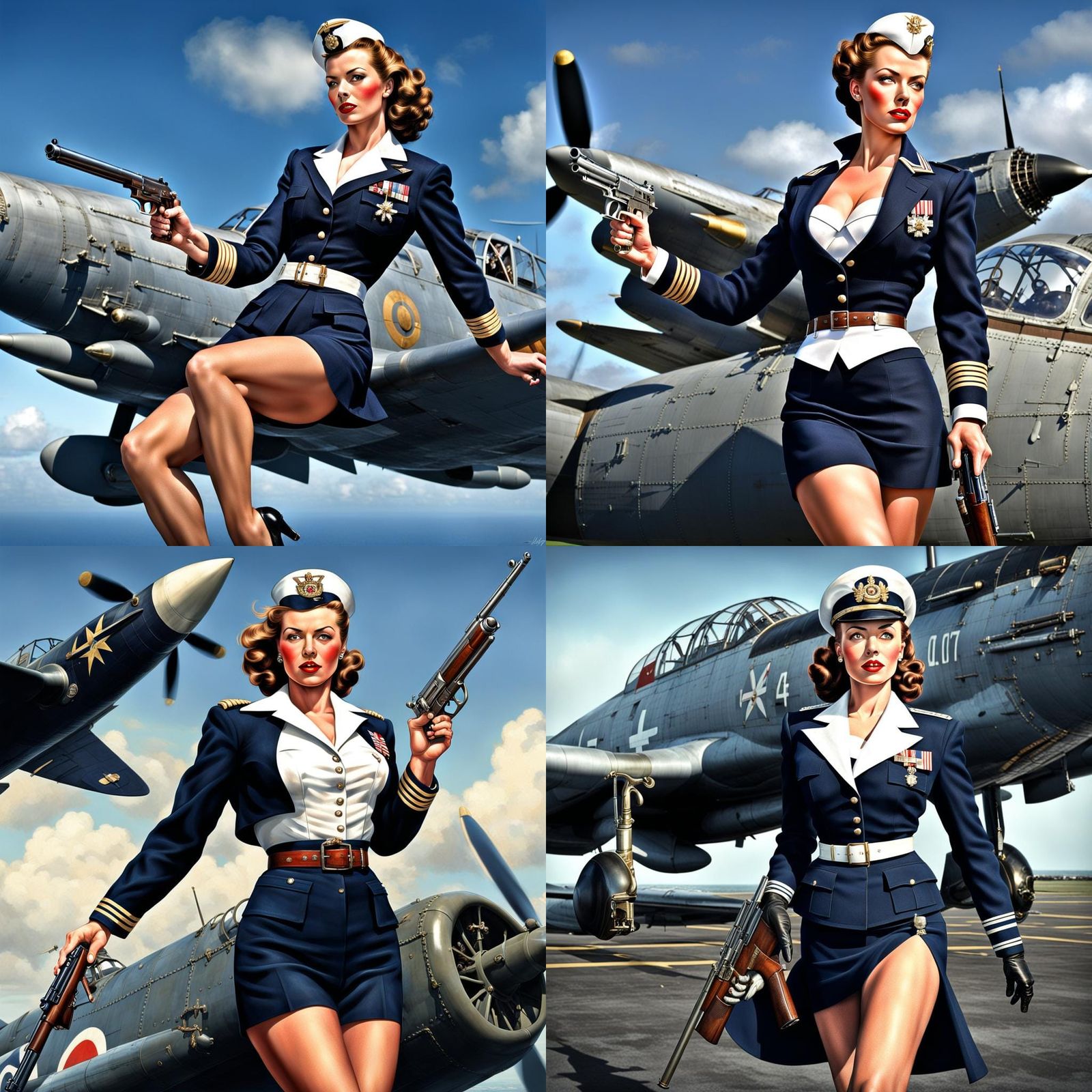 1940s Pinup Girl in Royal Navy Uniform