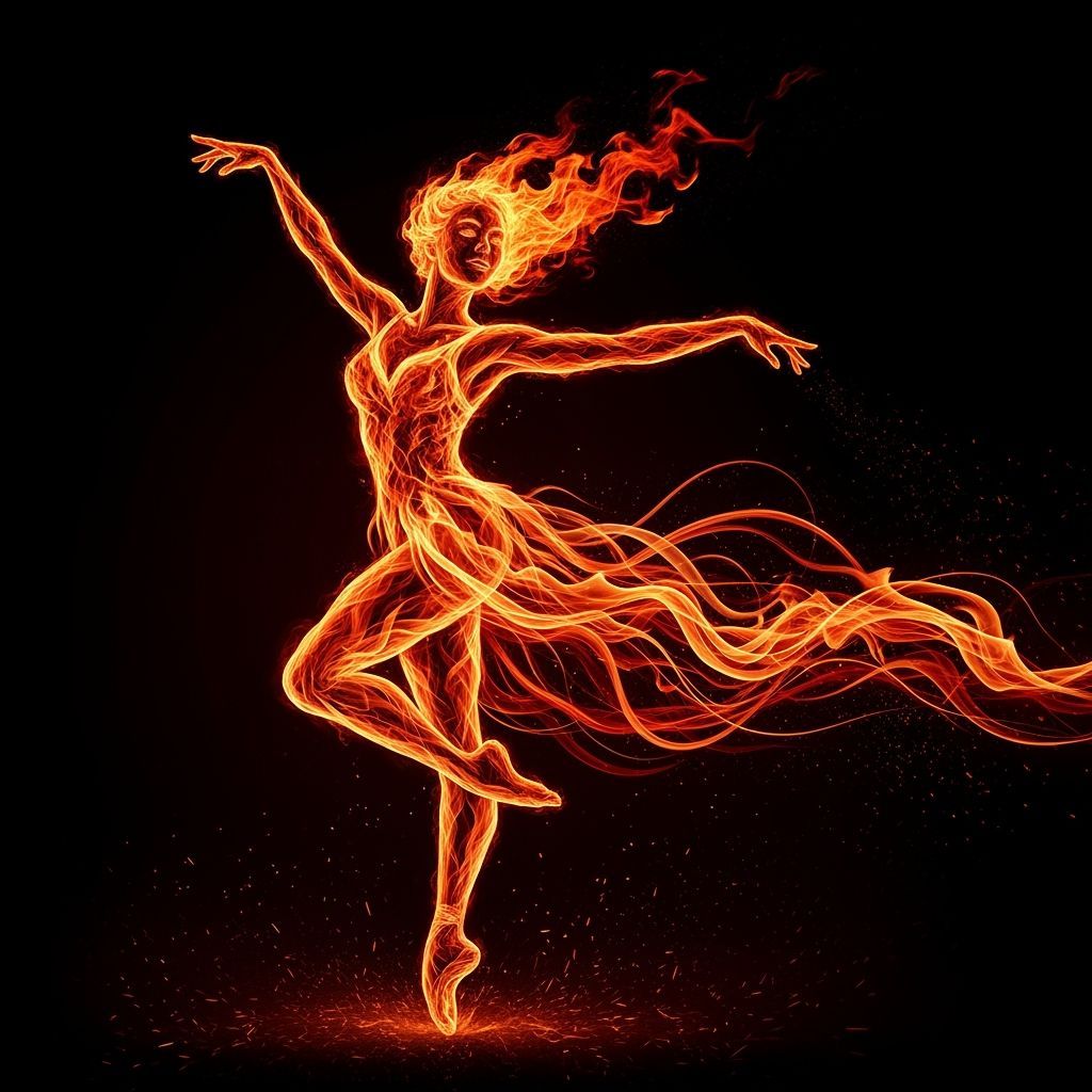 Fiery Dancer in Dramatic Light and Shadow