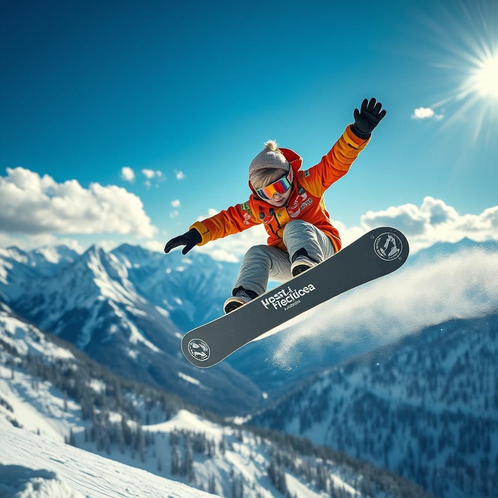 Vibrant Snowboarding Flip in Stunning Hyperrealistic Detail