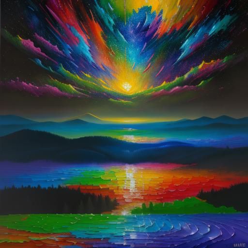 Celestial Entity in Neo-Impressionist Acrylic Painting