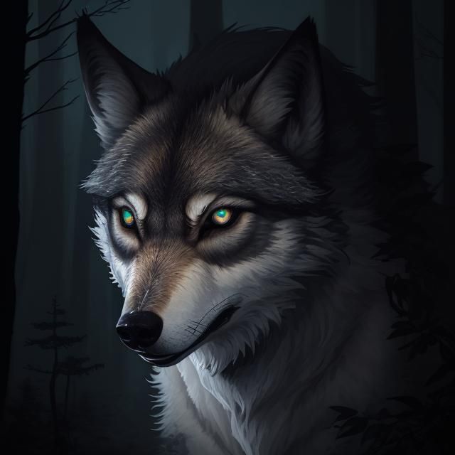 Mystical Wolves in a Forest with Glowing Eyes