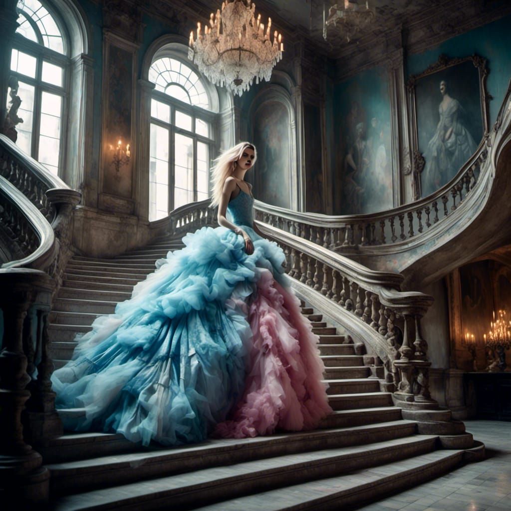 Pastel Portrait: Man in Ruffled Ball Gown