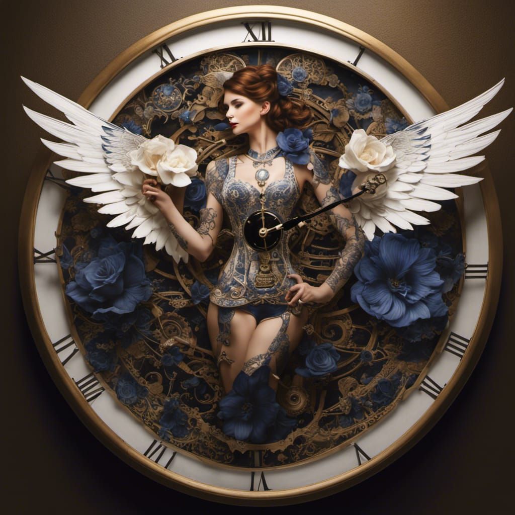 Steampunk Wall Clock with Delft Blue Details