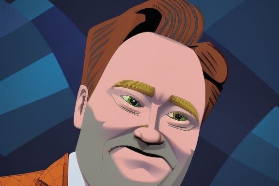 Animated Conan O'Brien Caricature in Retro Style