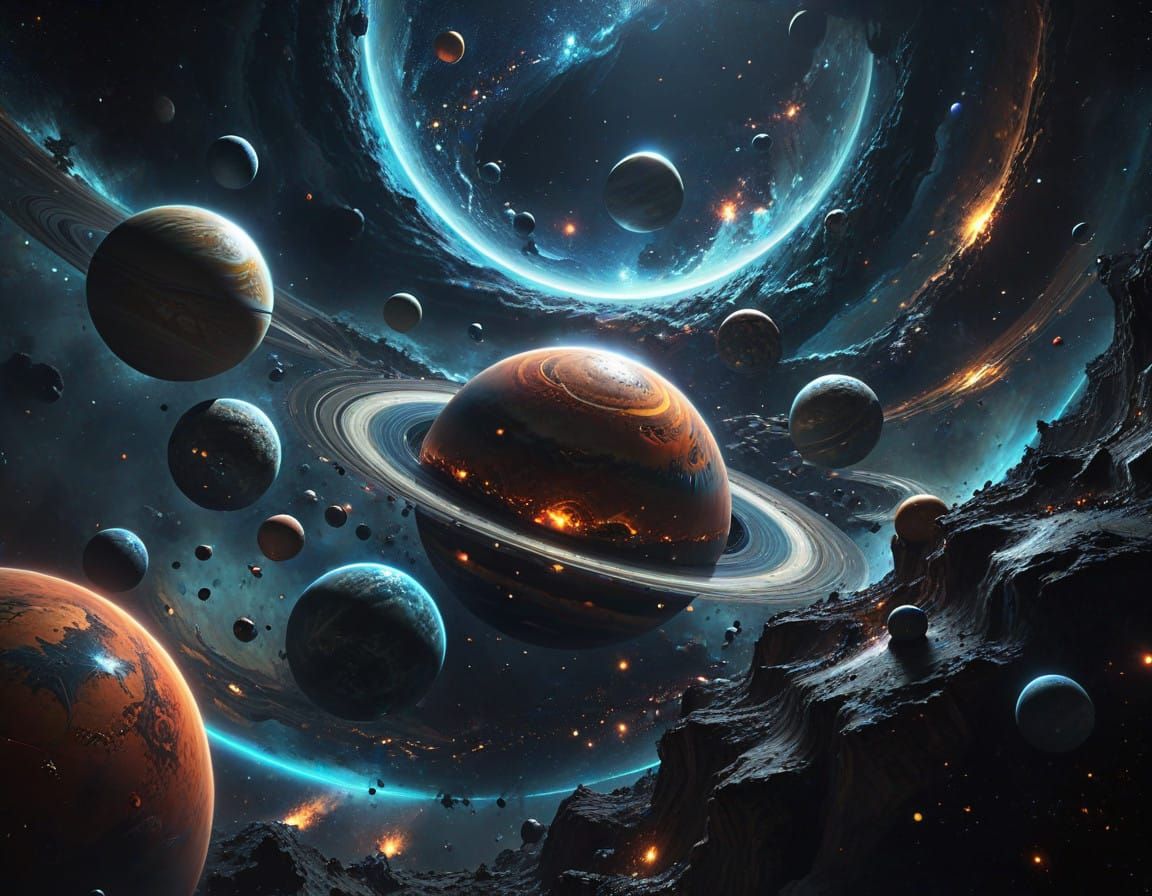 Epic Celestial 3D Digital Matte Painting with Intricate Deta...