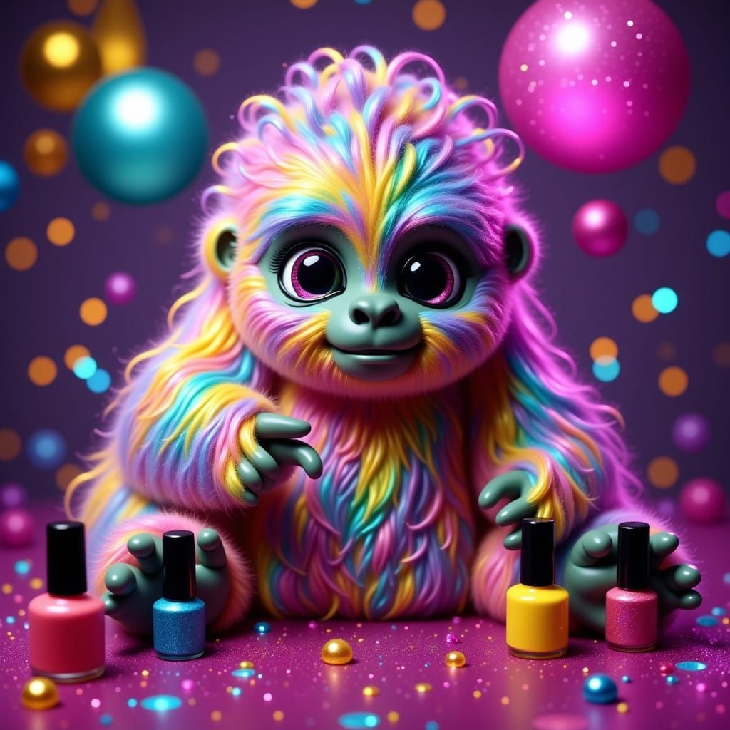 Quirky Cryptids: Bigfoot's Rainbow Pedicure