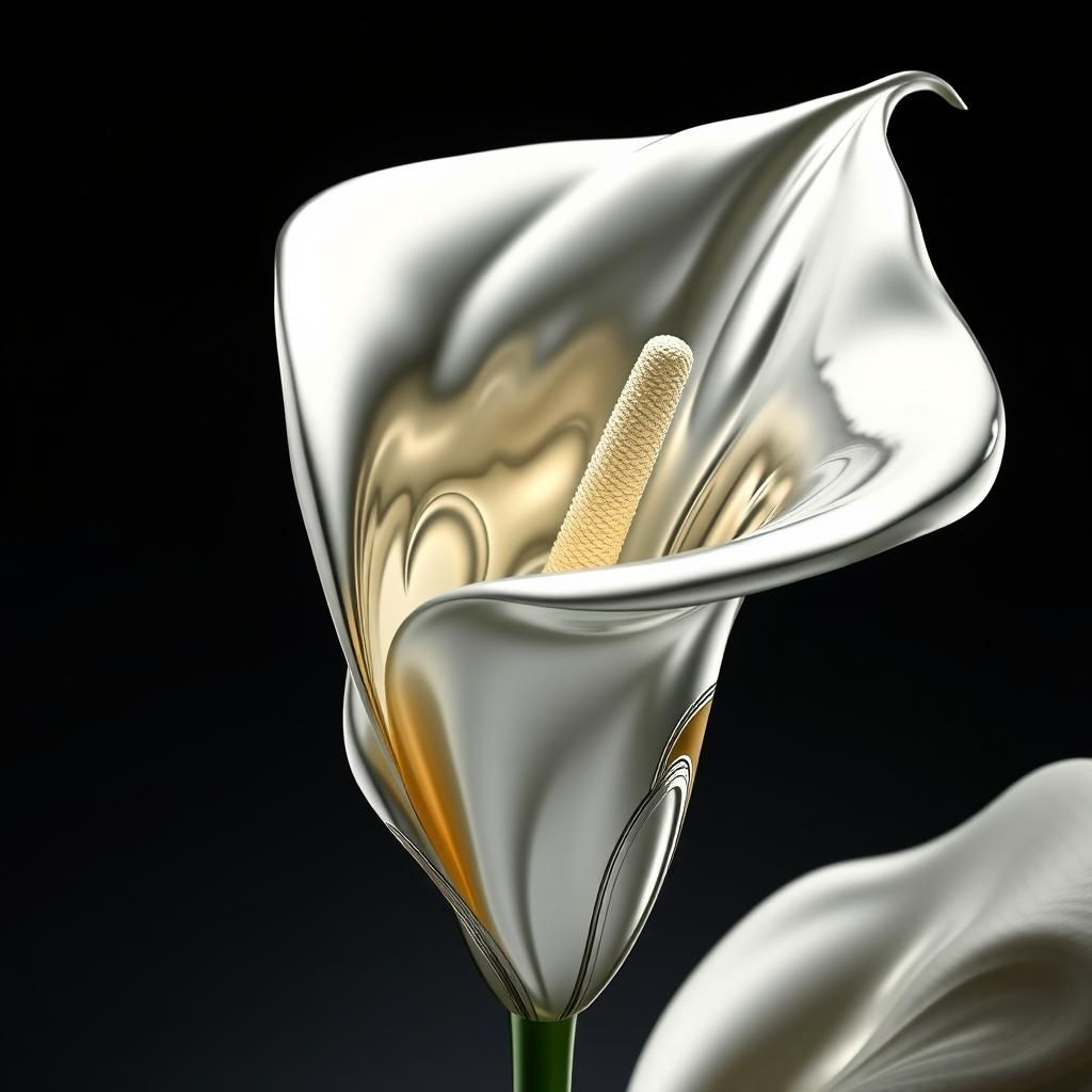 Chrome Calla Lily with Art Nouveau Details