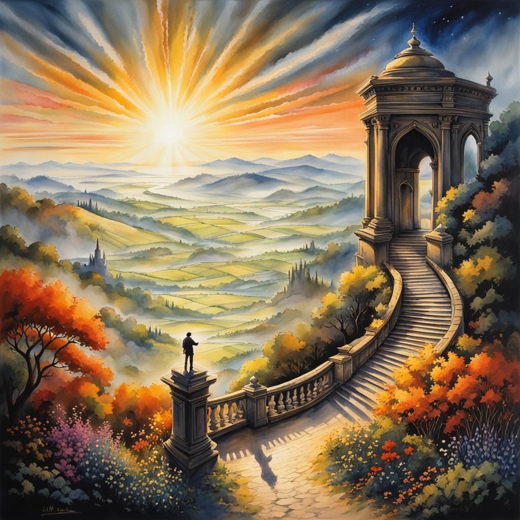 Ink Wash Gateway to a Summerland