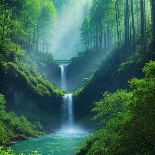 Fairy Tale Forest Scene with Towering Ironwood Trees