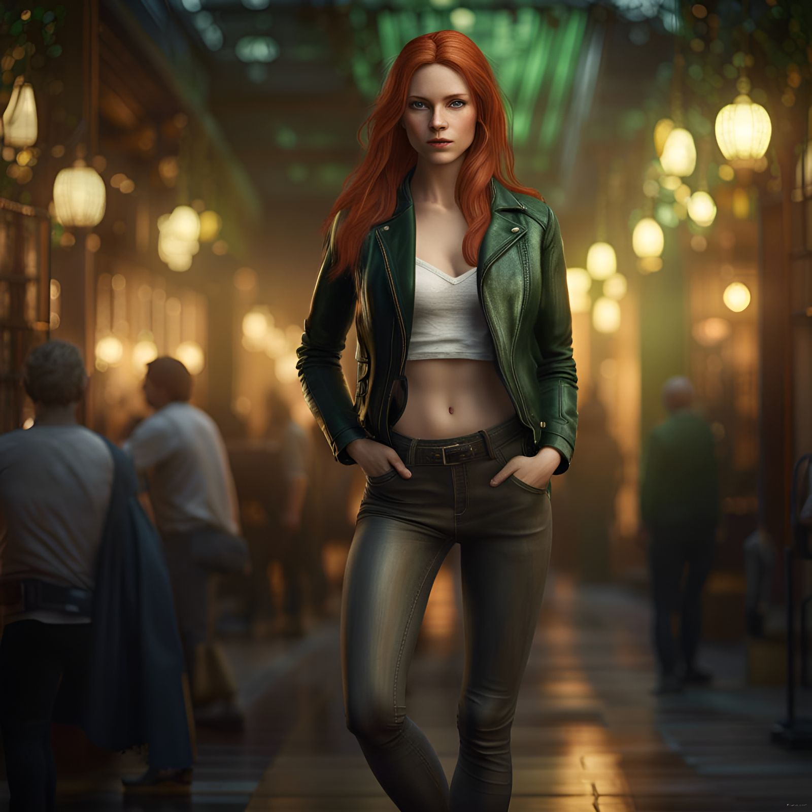 Beautiful Pale Woman with Auburn Hair, Realistic Photo