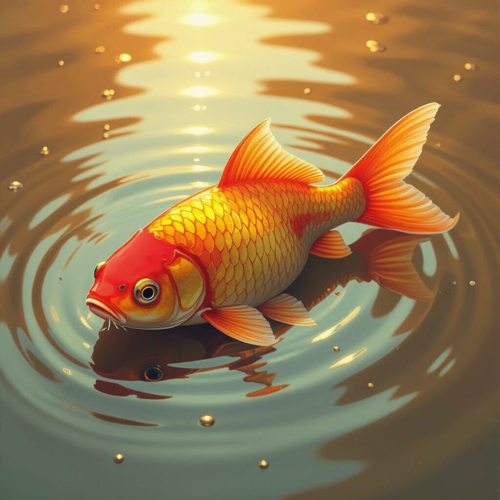 Vibrant Fish Swims in Golden Maple Syrup Pool