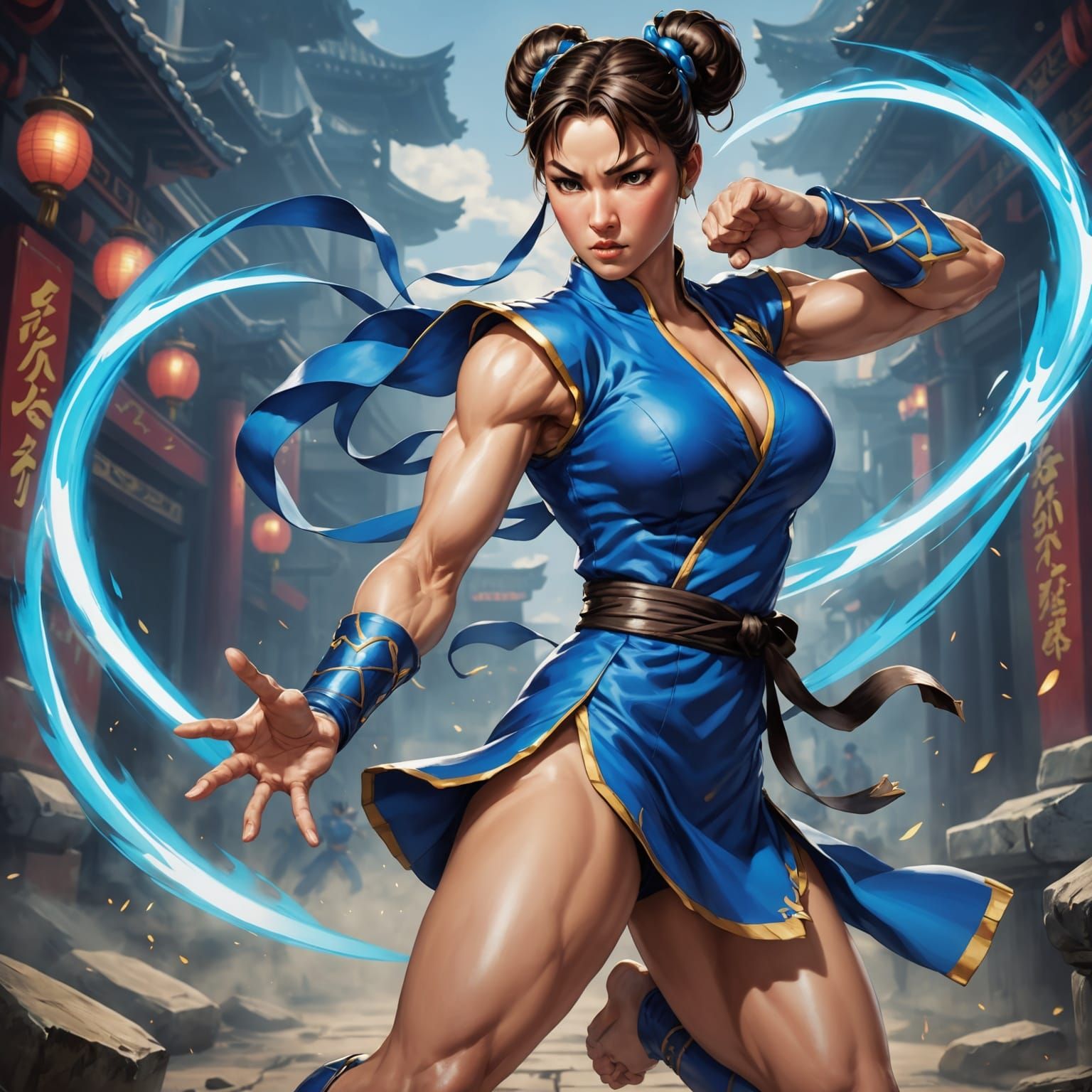 Chun-Li Fan Art: Dynamic Anime-Inspired Digital Painting
