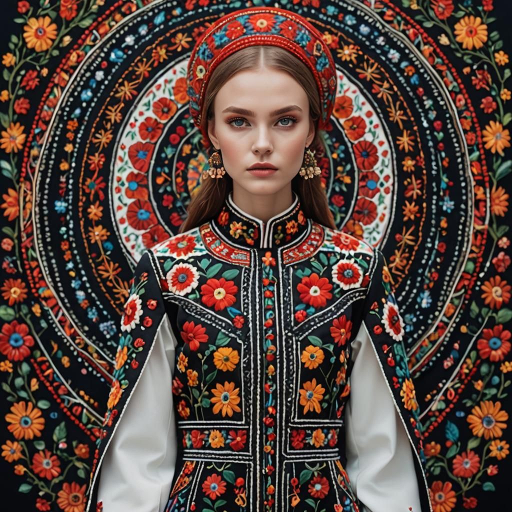 Belarusian Model Showcases Traditional Dress with Modern Twi...