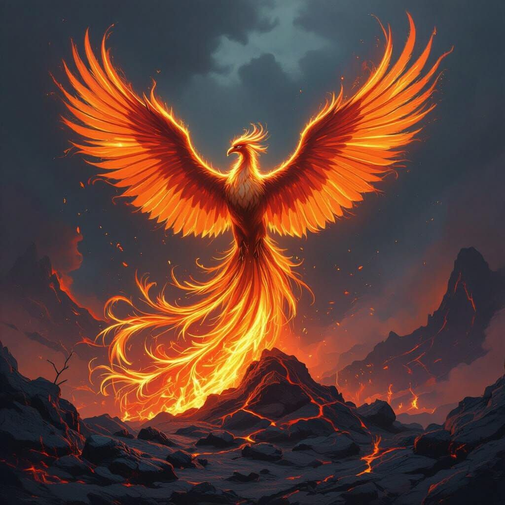 Ethereal Phoenix Rising: High Fantasy Concept Art