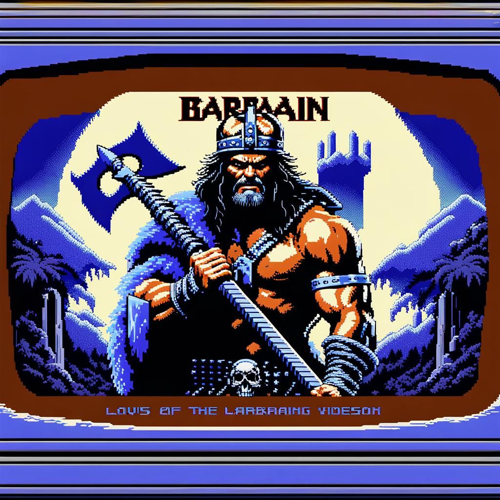 C64 Titel screen. A barbarian Quest