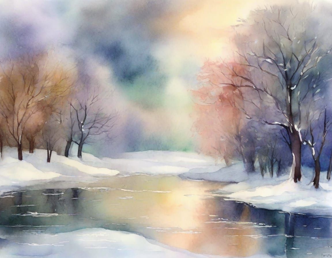 Ethereal Winter Dreamscape in Monet Style