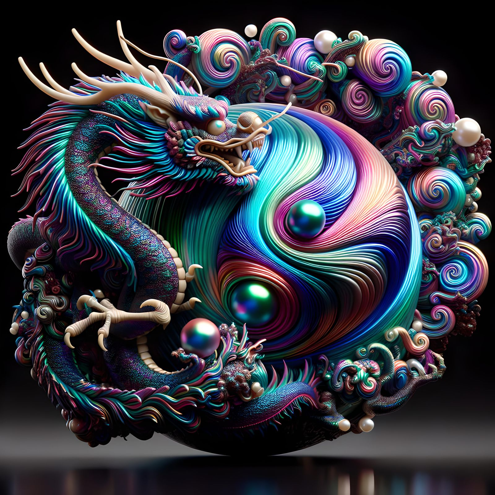 Iridescent Pearl in Dragon Claws: 3D Rendered Art